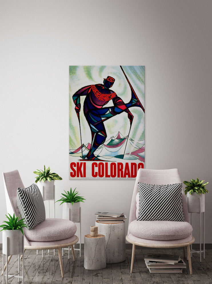 "Ski Colorado" Painting Print on Wrapped Canvas, 12"x18"