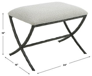 Uttermost 23750 Brisby Gray Fabric Small Bench