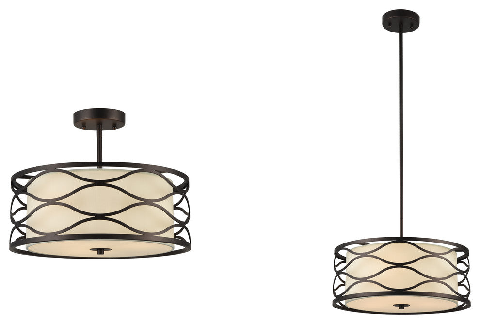 Chloe Lighting Gwen Transitional Oil Rubbed Bronze 3 Light Ceiling Fixture