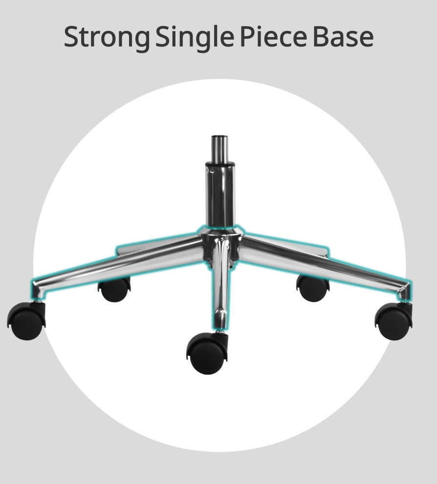 Drafting Chair Upholstered PU Leather Ribbed Mid Back Swivel Armchair, White