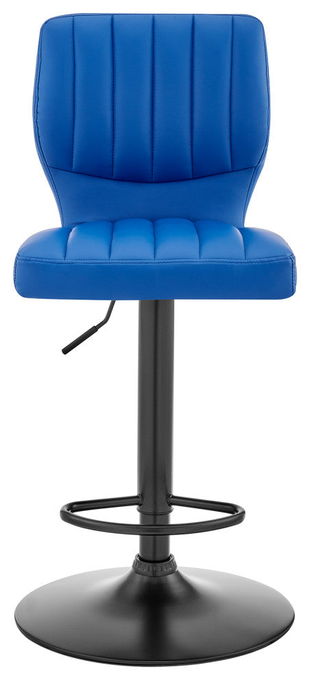 Bardot Adjustable Faux Leather Swivel Bar Stool, Blue