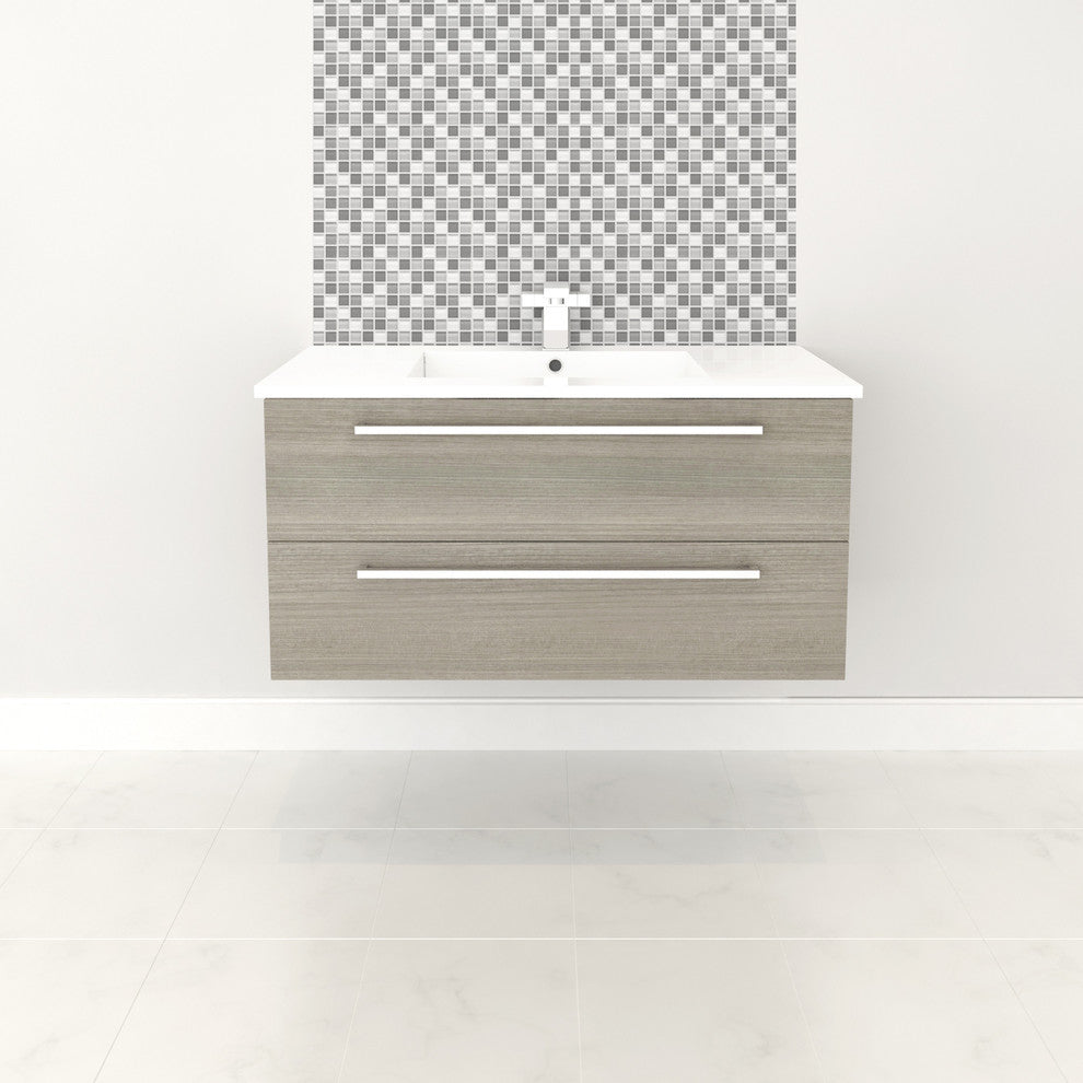 Silhouette 2-Drawer Wall-Mounted Vanity, Aria, 30"