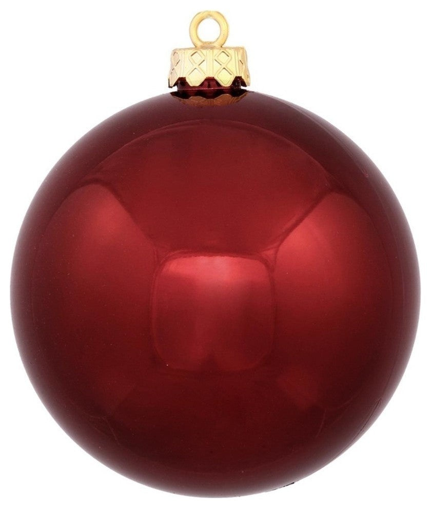 Shiny Burgundy Commercial Shatterproof Christmas Ball Ornament, 10", 250 mm.