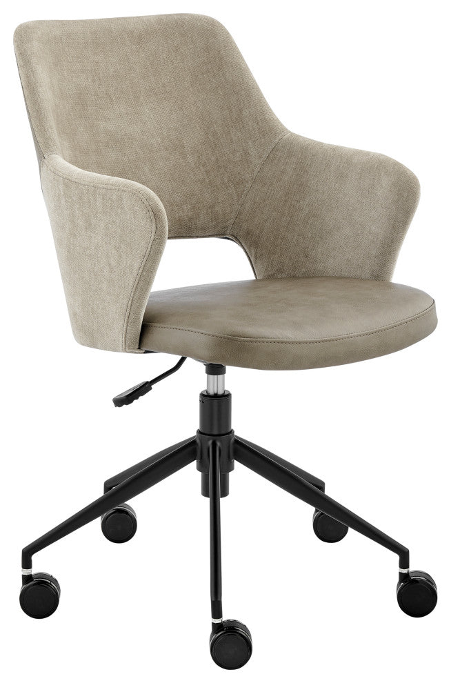 Darcie Office Chair, Light Taupe Fabric, Light Gray Leatherette and Black Base