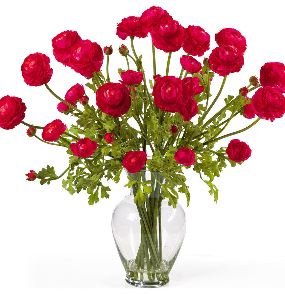 Ranunculus Liquid Illusion Silk Flower Arrangement, Red