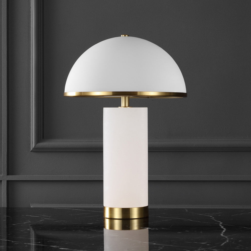 Safavieh Couture Izabel Alabaster Table Lamp, Gold/White
