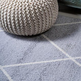 Cole Minimalist Diamond Trellis Light Gray/White 4'x6' Area Rug