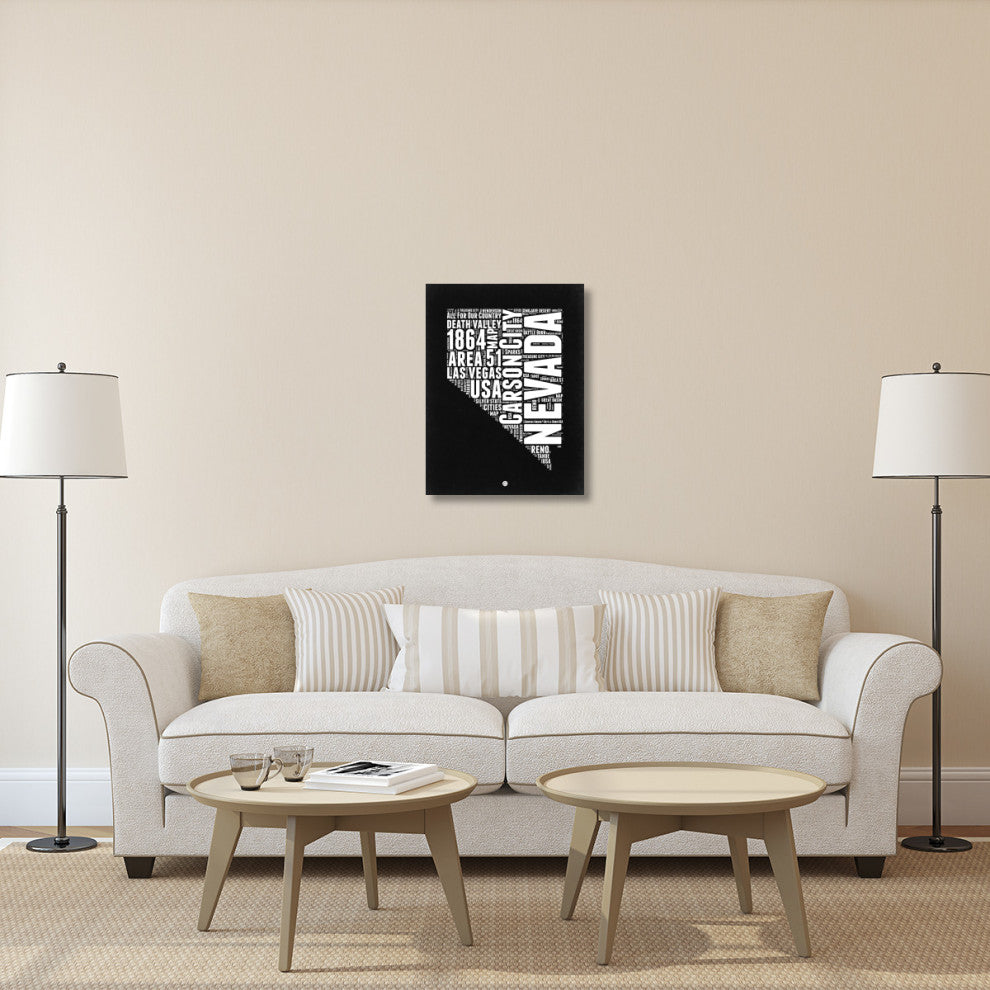 "Nevada Black and White Map" Fine Art Print