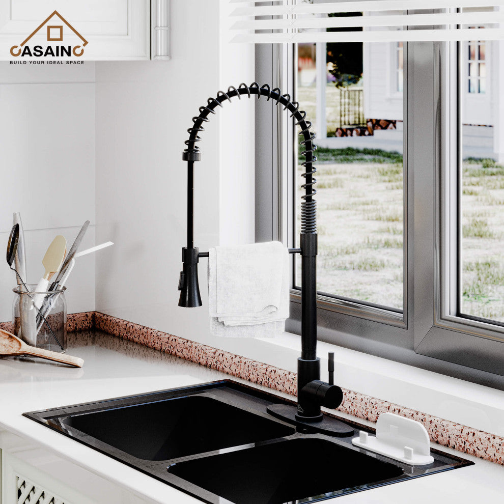 Kitchen Faucet Spring Pull Down Sprayer Dual-Function Spray Head Matte Black