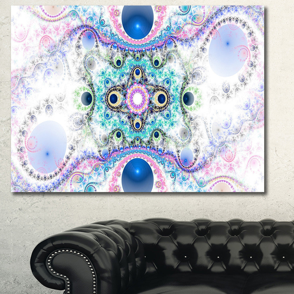 Cryptical Blue Fractal Pattern, Abstract Wall Art Canvas, 40x30