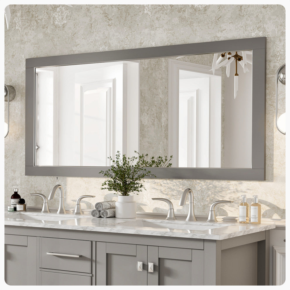 Eviva Aberdeen 72" x 30" Rectangular Gray Wooden Framed Mirror
