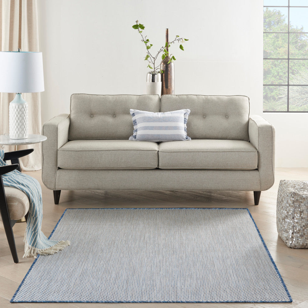 Nourison Courtyard 6' x 9' Ivory Blue Modern Area Rug