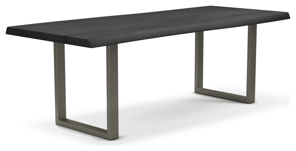 Brooks Dining Table, Ebonized, Pewter, 40"x92", U-Base