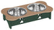 Poly Lumber Double Pet Feeder Stand, Weatherwood and Dark Green, Low - 2 Quart