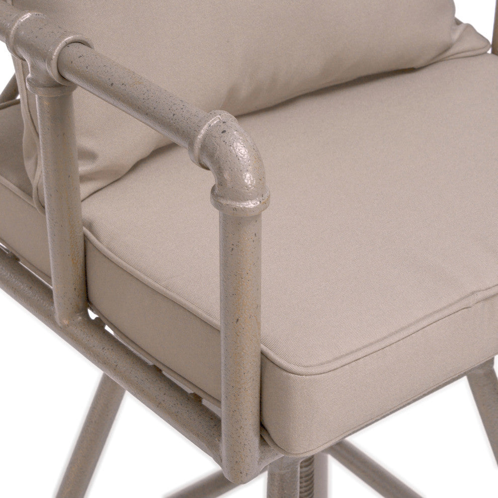 GDF Studio Tallahassee Pipe Outdoor Adjustable Barstool, Gray and Brass