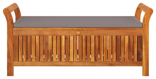 vidaXL Outdoor Storage Bench Patio Deck Box with Cushion Solid Wood Acacia