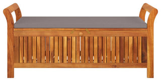 vidaXL Outdoor Storage Bench Patio Deck Box with Cushion Solid Wood Acacia