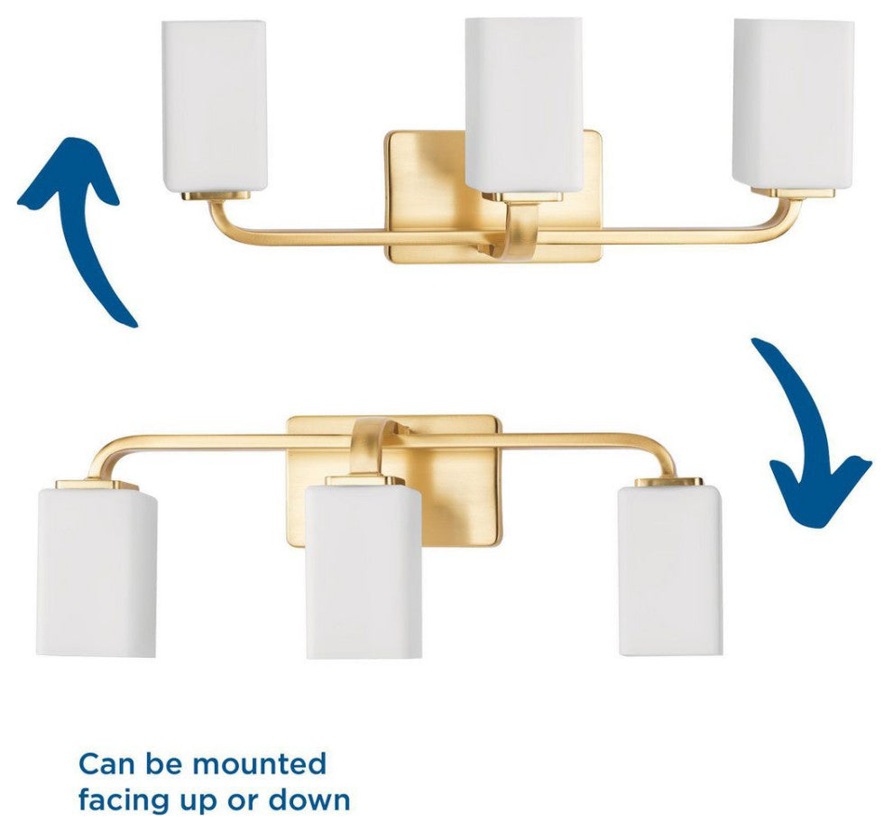 Cowan Collection 23-1/2" 3-Light Vintage Brass Bath Vanity Light Etched Glass