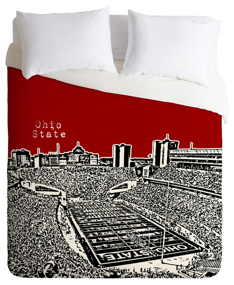 Deny Designs Bird Ave Ohio State Buckeyes Red Duvet Cover - Lightweight
