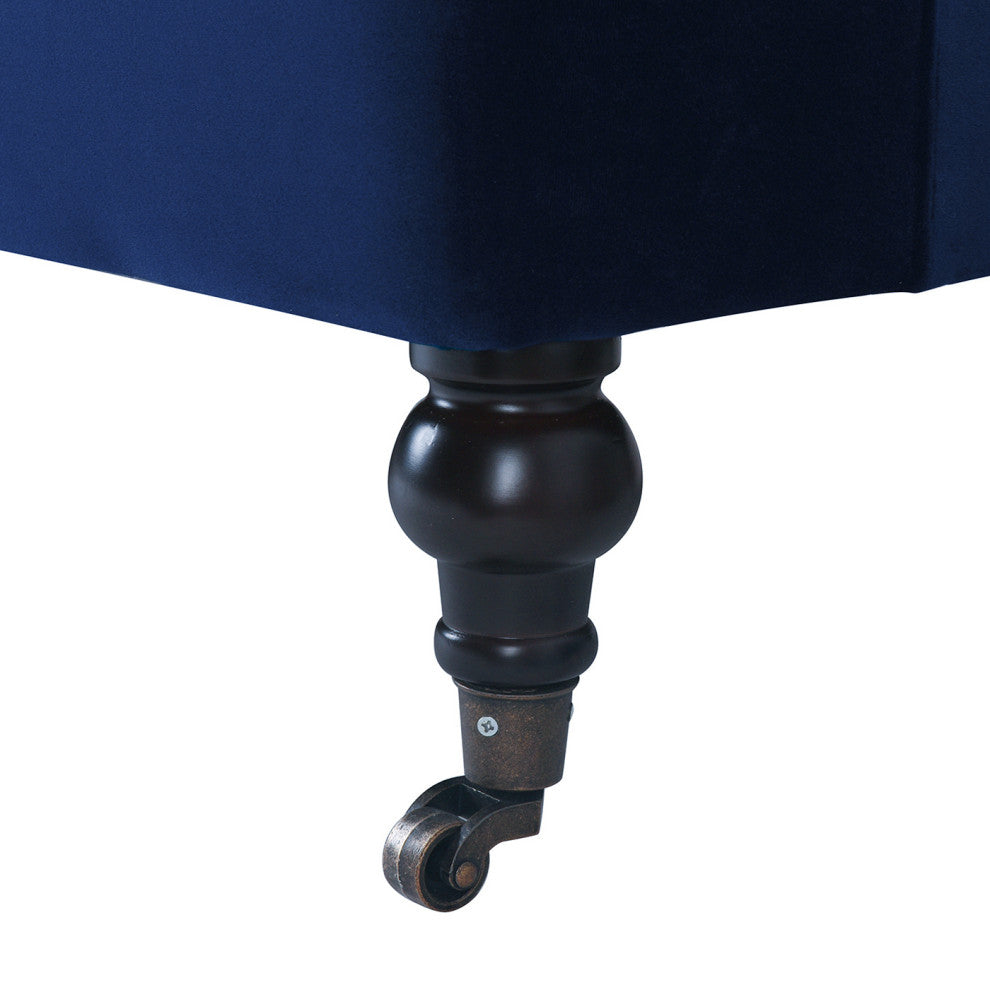 Alana Lawson 88" 3-Cushion Tight Back Sofa, Navy Blue Velvet