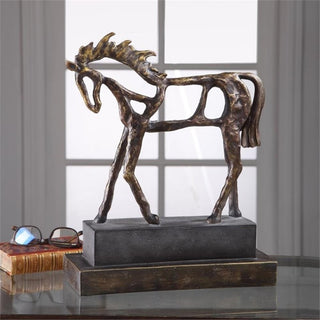 Uttermost Titan Farmhouse Polyresin Horse Sculpture in Antique Bronze