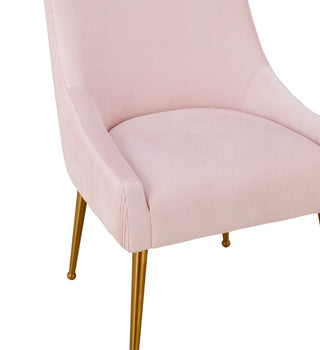 Beatrix Pleated Blush Velvet Side Chair - Blush