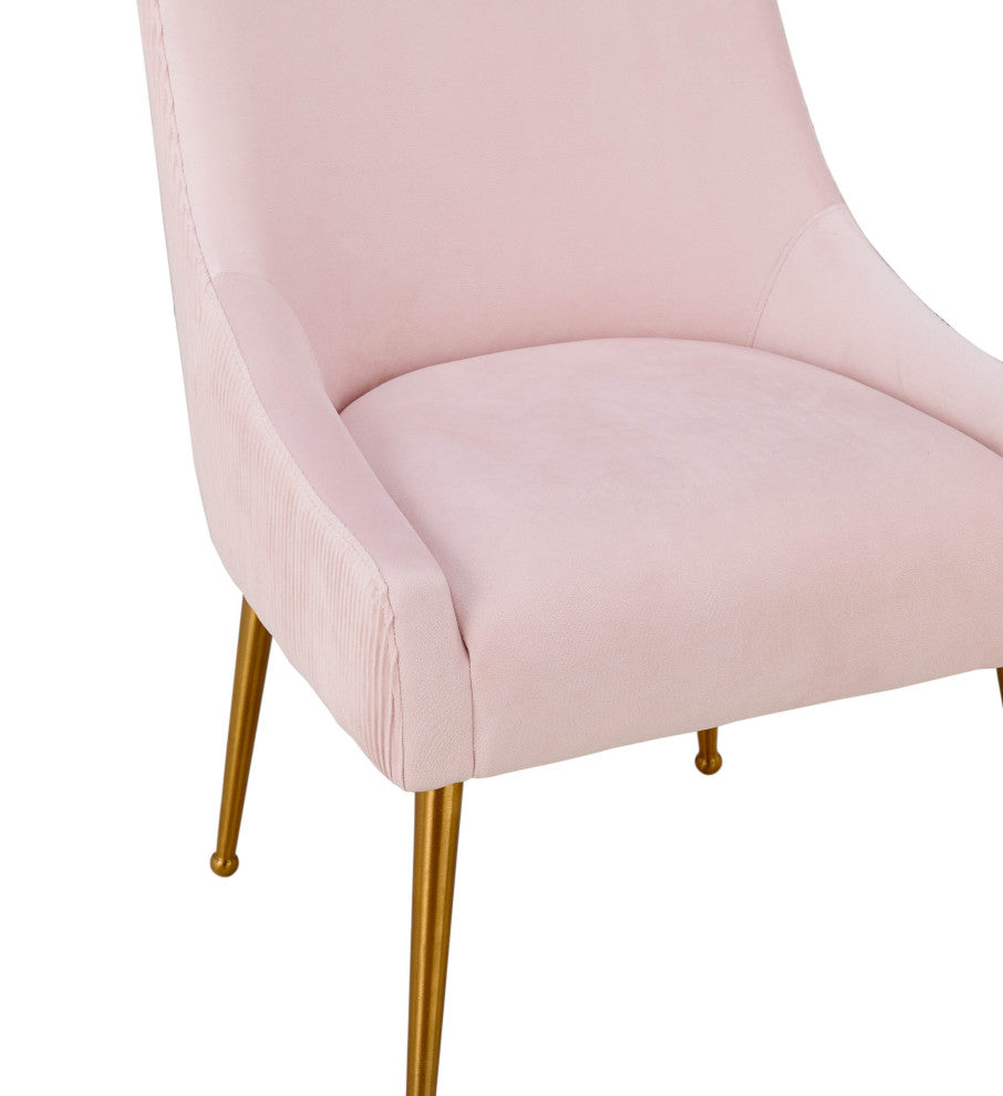 Beatrix Pleated Blush Velvet Side Chair - Blush