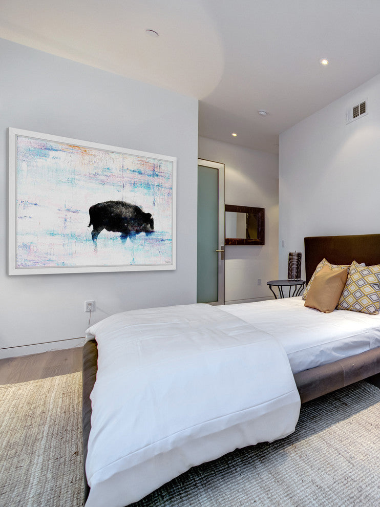 Parvez Taj "The Buffalo Knows" Framed Painting Print, 30"x20"