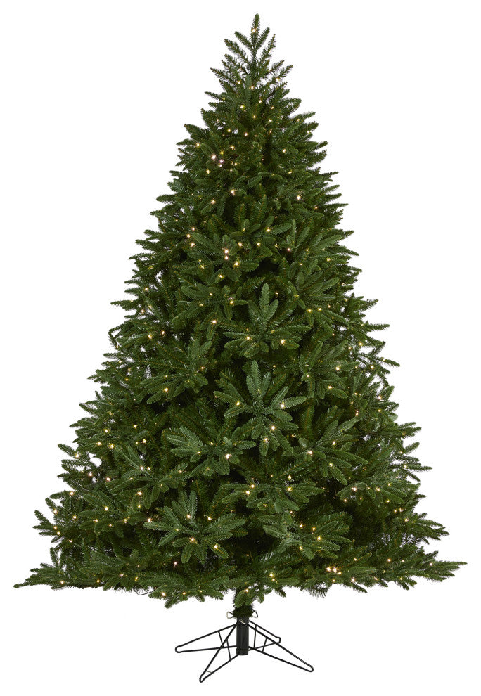 7' Oregon Spruce Faux Xmas Tree W/850 White, Multifunction Microdot Lights