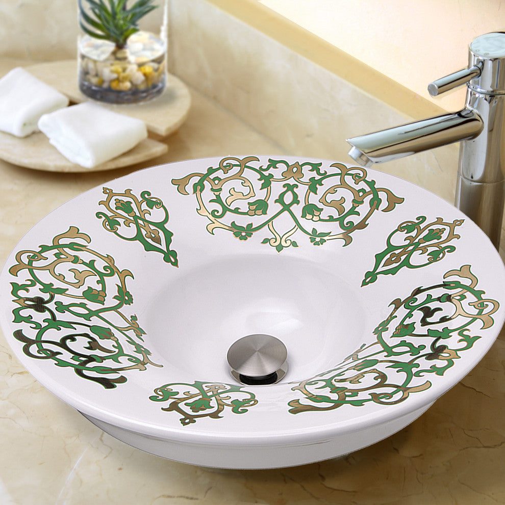 Nantucket Sinks Lugano Fireclay Hand-Decorated Vanity Sink