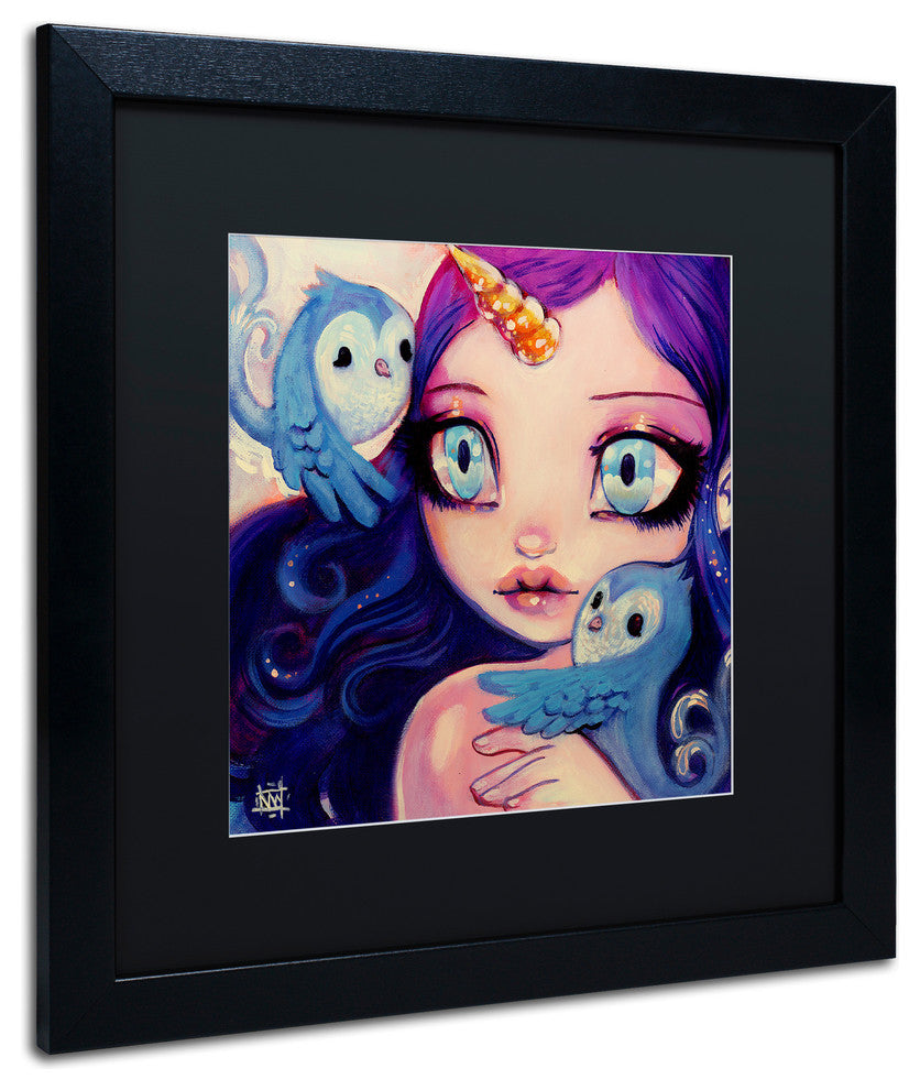 Natasha Wescoat 'A Little Birdy Told Me' Art, Black Frame, Black Mat, 16x16