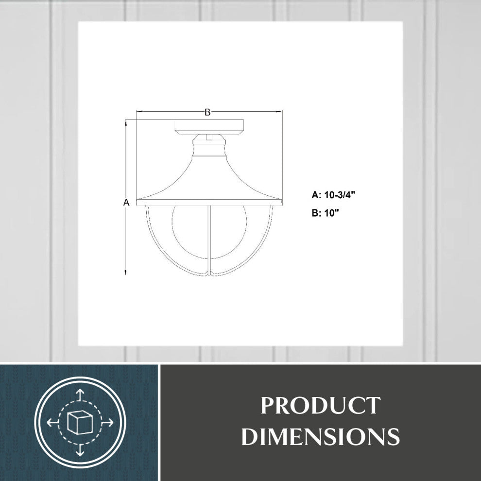 Dunlap Textured Black Coastal Outdoor Flush Mount Ceiling Light Clear Glass