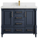 Aberdeen 42 Single Sink Bath Vanity in Hale Navy Blue  2" Empira Quartz