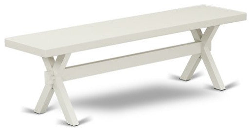 6-Piece Set, Dark Shitake Chairs, Bench and Table, Linen White