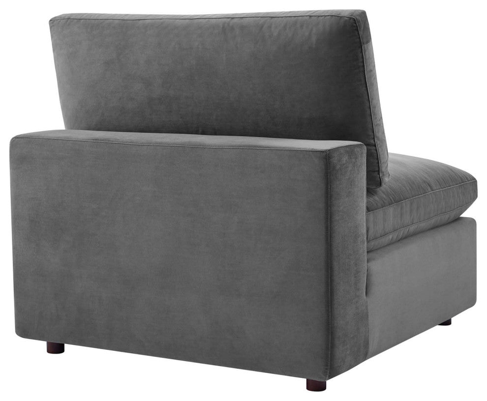 Commix Down Filled Overstuffed Performance Velvet 3-Seater Sofa Gray