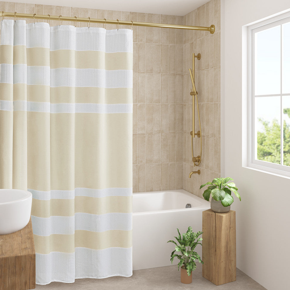 Madison Park Spa Waffle Shower Curtain With 3M Treatment