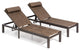 Outdoor Adjustable Quilted Chaise Lounge Chair with Wheels (Set of 2), Brown