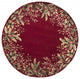 HomeRoots 8' Ruby Red Hand Tufted Bordered Tropical Plants Round Indoor Area Rug
