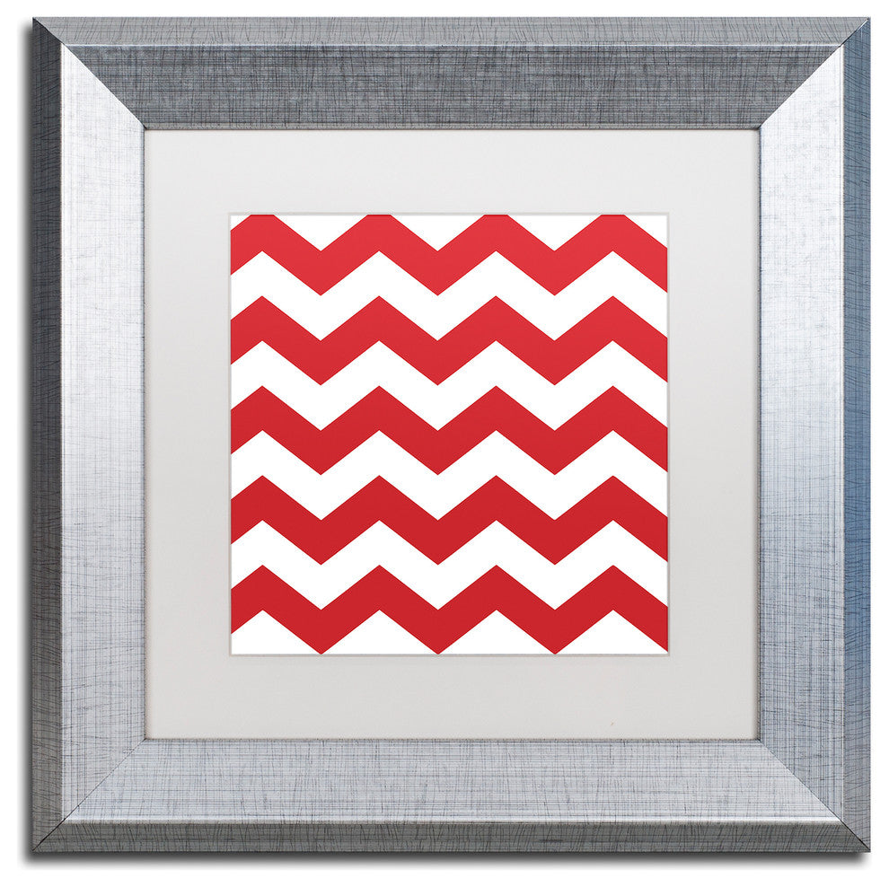 Color Bakery 'Xmas Chevron 8' Matted Framed Art, Silver Frame, White Mat, 11 X 1