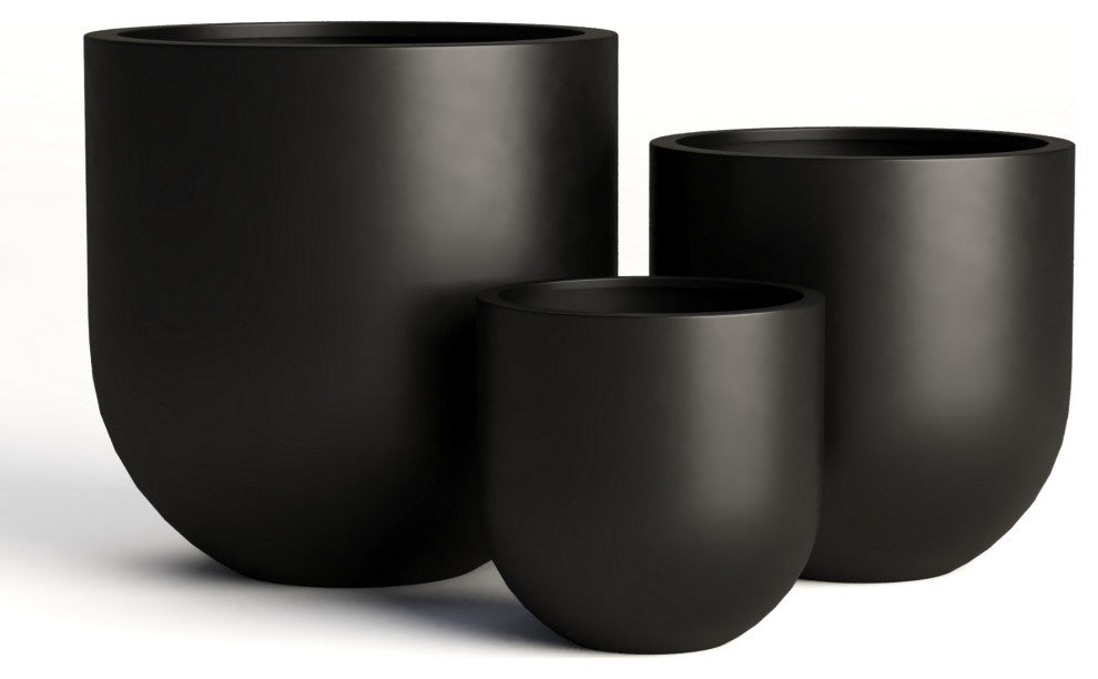 DTY Signature Mount Antero 1-piece Fiberstone Bullet Planter, Black, Large