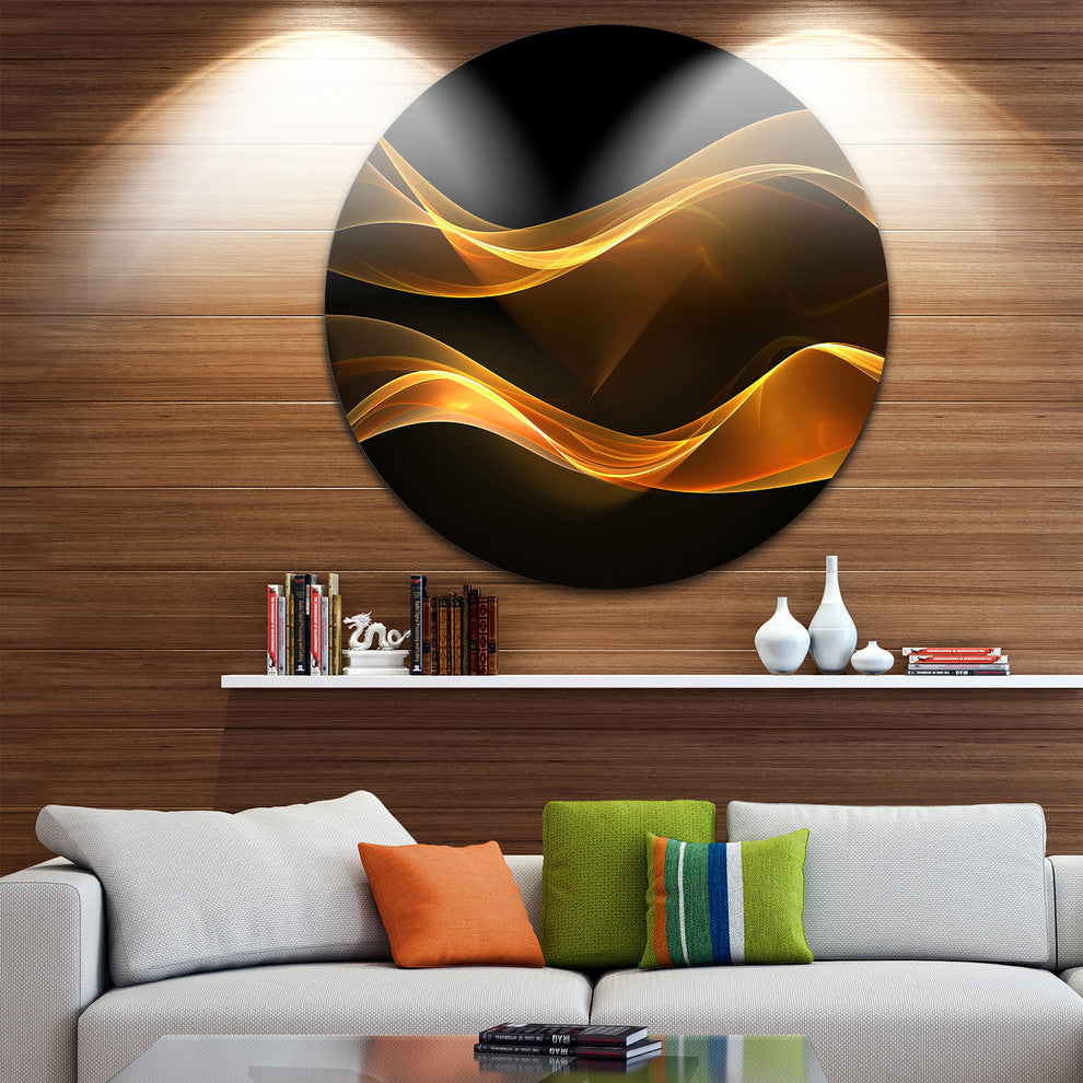Straight Pink Waves, Abstract Digital Art Disc Metal Wall Art, 36"