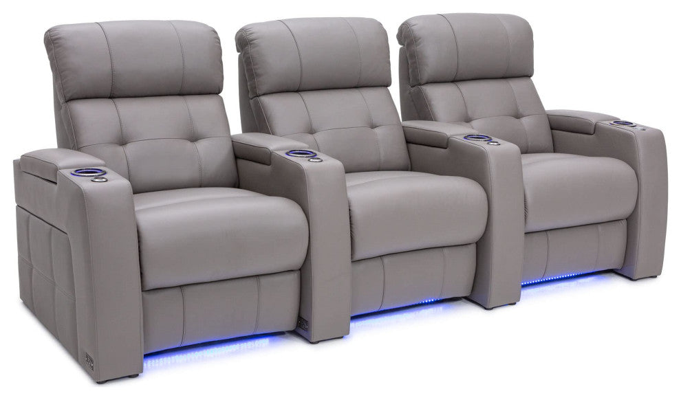 Seatcraft Kodiak Home Theater Seating, Light Gray, Row of 3
