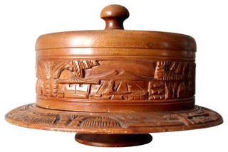 Consigned, Vintage Carved Wood Cake Stand
