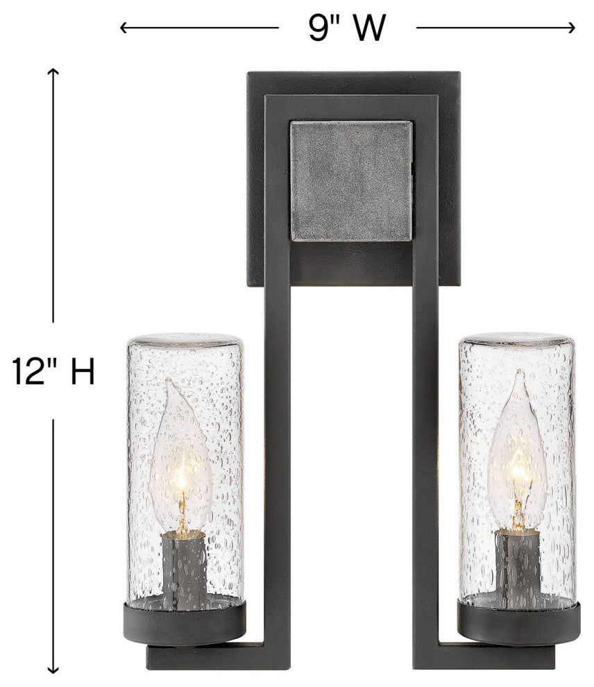 Hinkley Sawyer Small Wall Mount Lantern, Aged Zinc