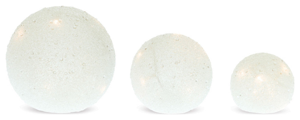 LED Frosted Globes With 6 Hr Timer, 3-Piece Set, White