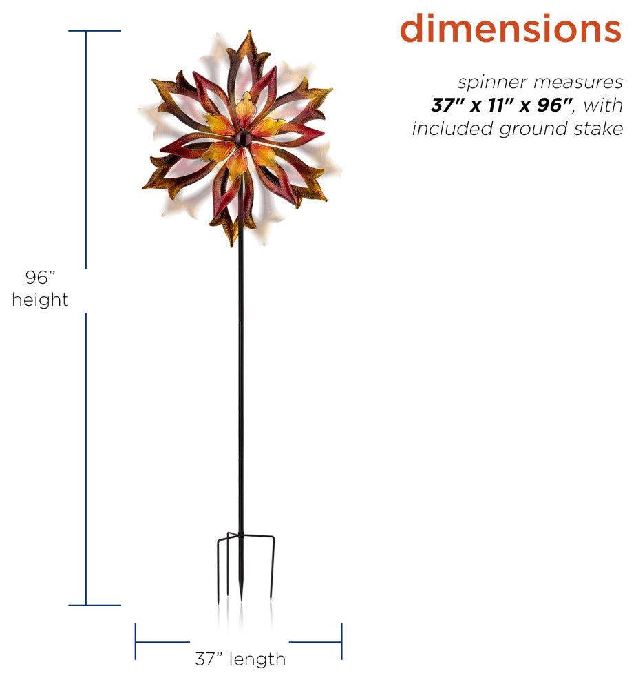 Metal Double-Sided Flame Spinning Garden Stake, 96"