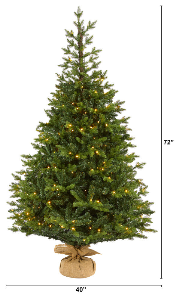 6' Fraser Fir Natural Look Faux Xmas Tree W/Lights Base & Bendable Branches