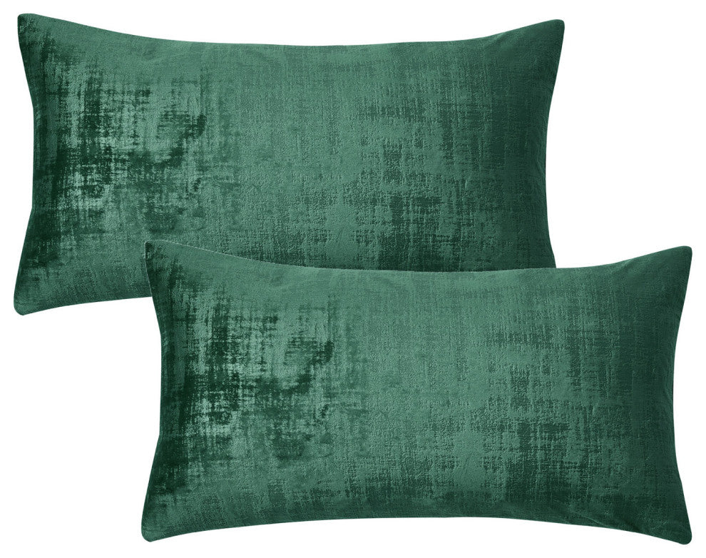 Velvet 2 Piece Lumbar Pillow Cover Set, Eden, 2 Piece, 14"x26"