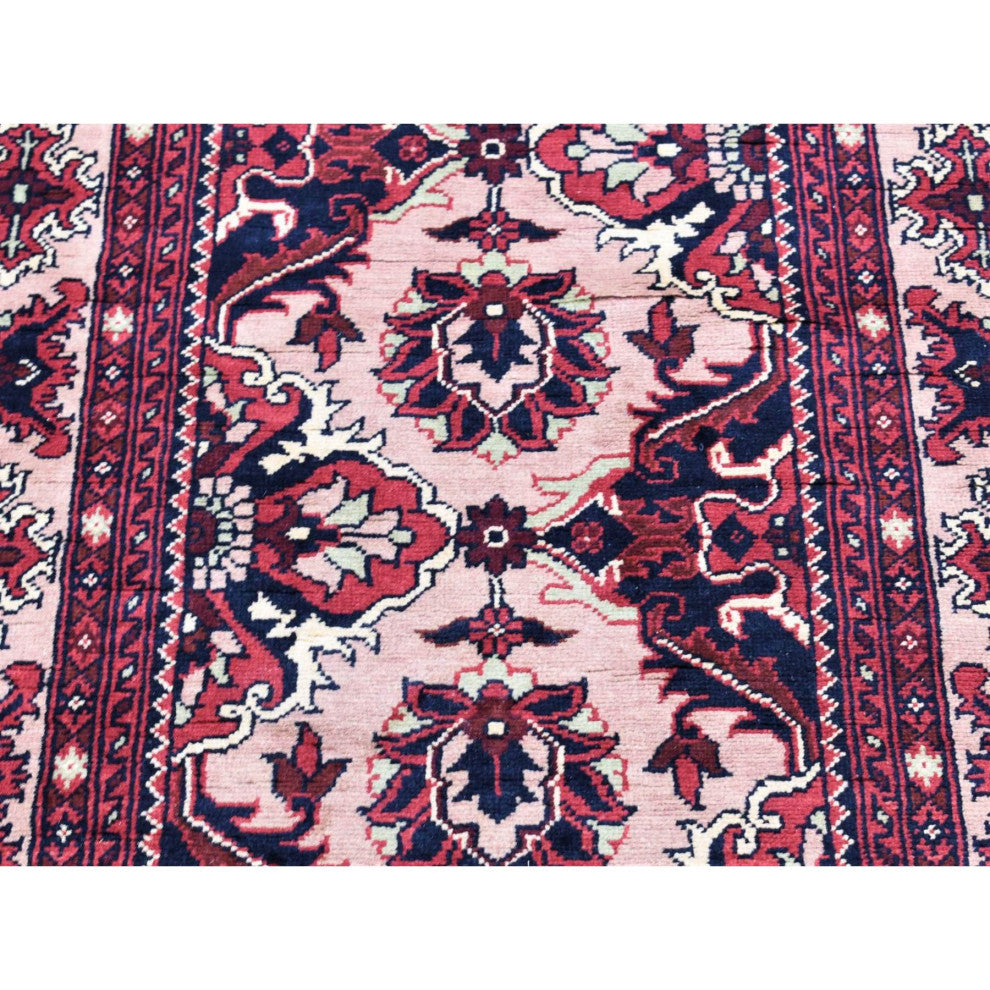 Soft Pink, Afghan Khamyab, Shiny Wool Hand Knotted, XL Runner Rug, 3'0"x19'0"