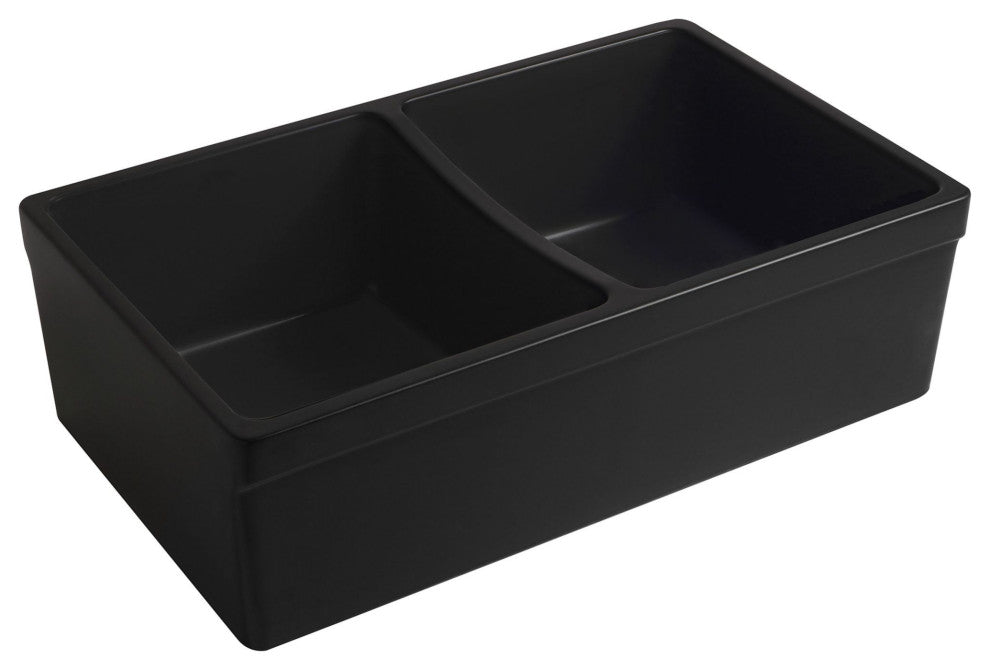 Reversible Matte Double Bowl Fireclay Kitchen Sink